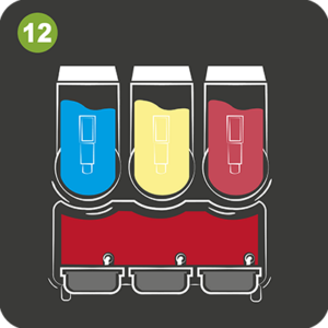 Slush makinesi renkli buzlaş şurupları ile doldulmuş hali resmi 